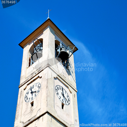 Image of monument  clock tower in italy europe old  stone and bell