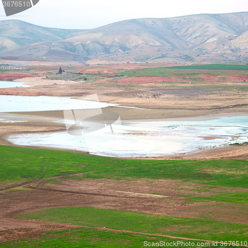 Image of pond and lake in the mountain morocco land 