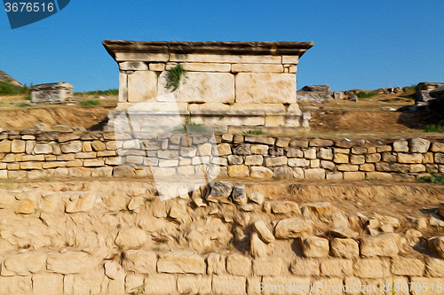 Image of old construction column    and the roman temple history pamukkal