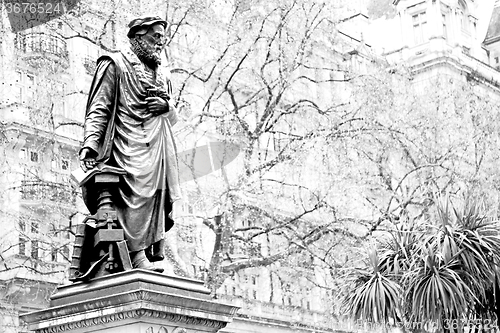 Image of england  historic   marble and statue in old city of london 
