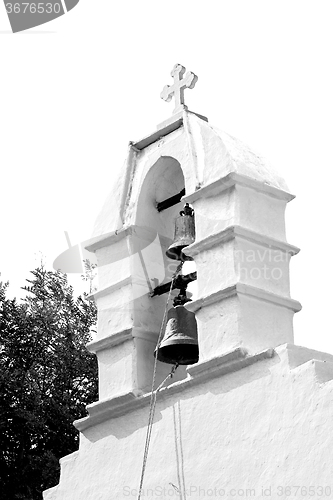 Image of  mykonos old   architecture    white background  cross  in santo