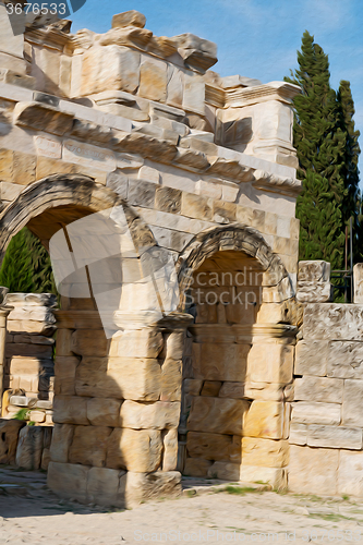 Image of old construction column    and the roman temple history pamukkal