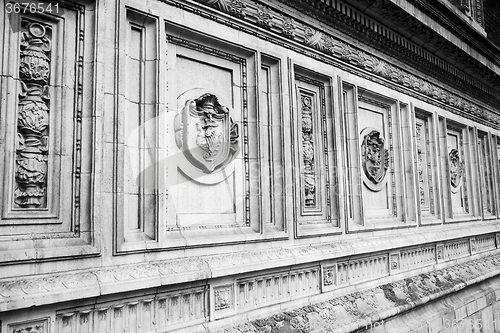 Image of england  historic   marble and statue in old city of london 
