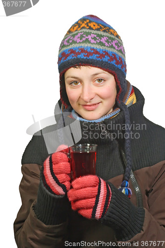 Image of Young woman in winter