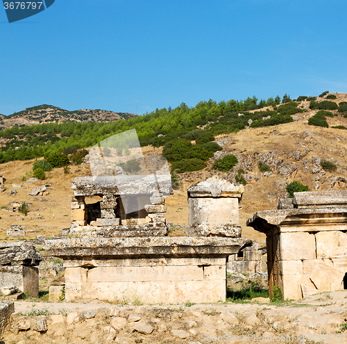 Image of history pamukkale    old construction in asia turkey the column 