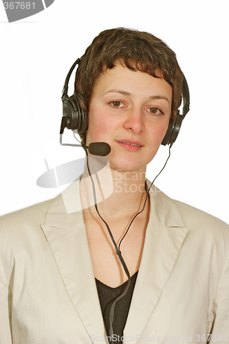 Image of Young woman with headset