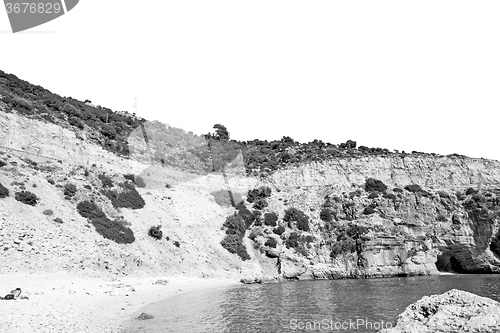 Image of asia in thurkey antalya lycia way water rocks and sky near the n