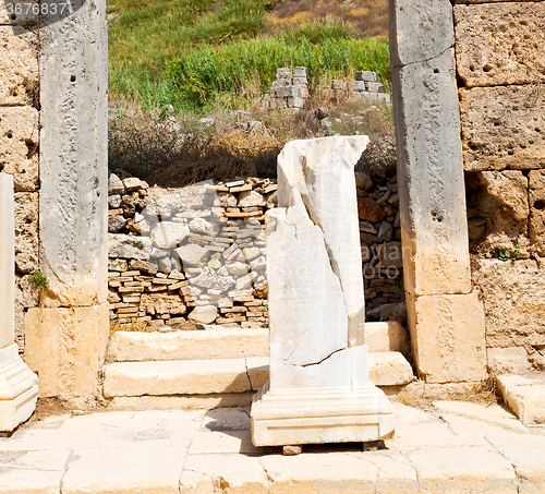 Image of perge old construction in asia turkey the column  and the roman 