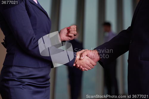 Image of handshake of business woman and man