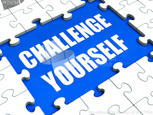 Image of Challenge Yourself Puzzle Shows Motivation Goals And Determinati