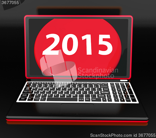 Image of Two Thousand And Fifteen On Laptop Shows New Year Resolution 201