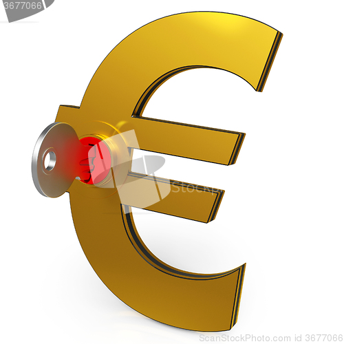 Image of Euro Key Showing Savings And Finance