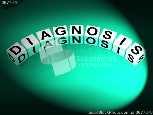 Image of Diagnosis Dice Mean to Analyze Discover Determine and Diagnose