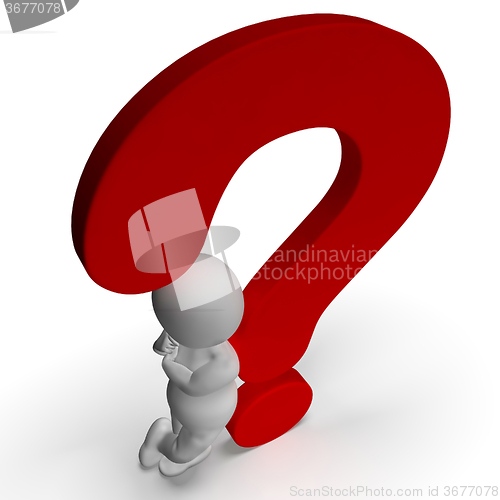 Image of Question Marks And Man Shows Uncertain Or Unsure