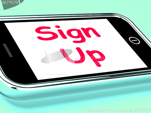 Image of Sign Up On Phone Shows Join Membership Register