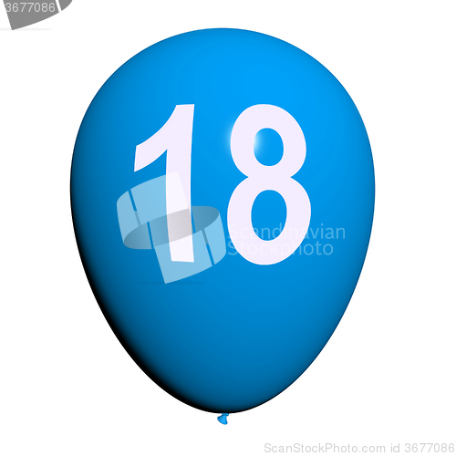 Image of 18 Balloon Represents Eighteenth Happy Birthday Celebration