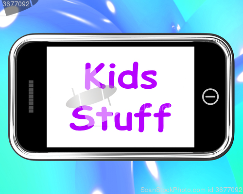 Image of Kids Stuff On Phone Means Online Activities For Children
