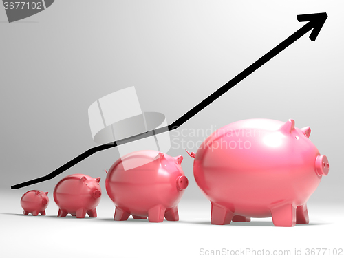 Image of Growing Piggy Shows Financial Growth