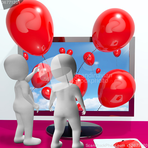 Image of Balloons Coming From Screen Show Online Celebrations