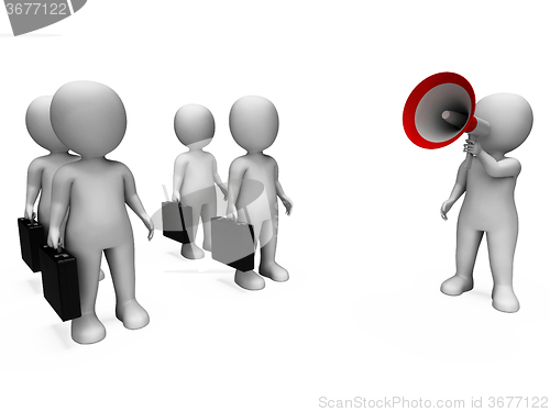 Image of Manager With Megaphone Shows Management Or Salesmen Meeting