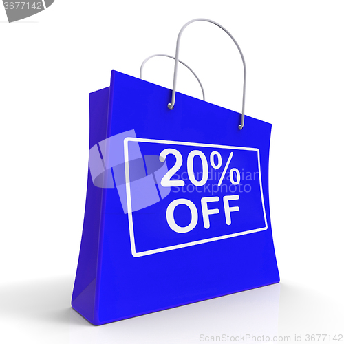 Image of Shopping Bag Shows Sale Discount Twenty Percent Off 20