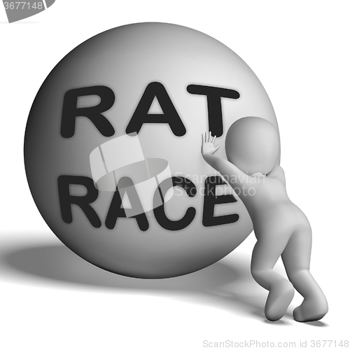 Image of Rat Race Uphill Character Shows Hectic Work Competition