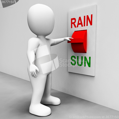 Image of Sun Rain Switch Shows Weather Forecast Sunny or Raining