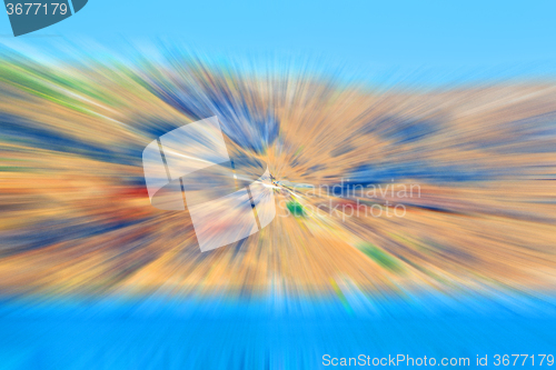 Image of from one  boat in europe greece santorini island house and rocks