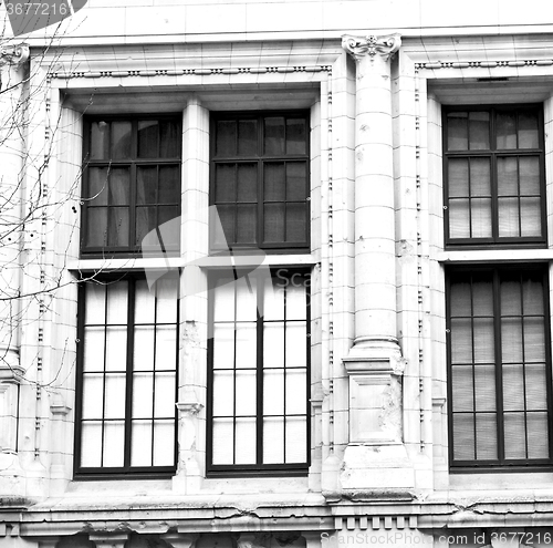 Image of old windon in england london brick and glass the wall 