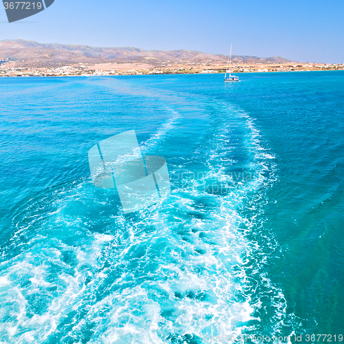 Image of froth and foam greece from the boat  islands in mediterranean se