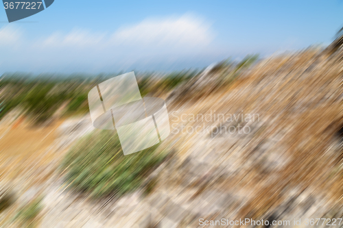 Image of blurred  selge old architecture ruins and nature 