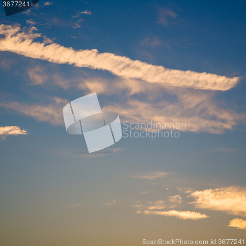 Image of in the red blue sky cloud and sunrise orange color