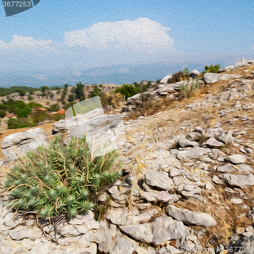 Image of from the hill in asia turkey selge old architecture ruins and na