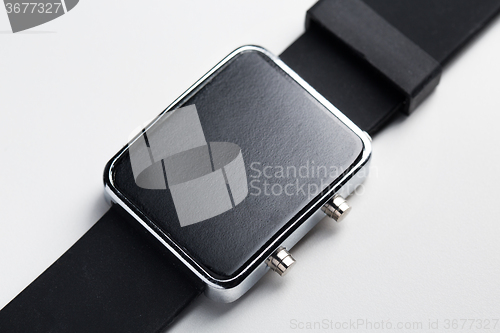 Image of close up of black smart watch