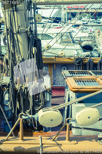 Image of Blocks and tackles of a sailing vessel