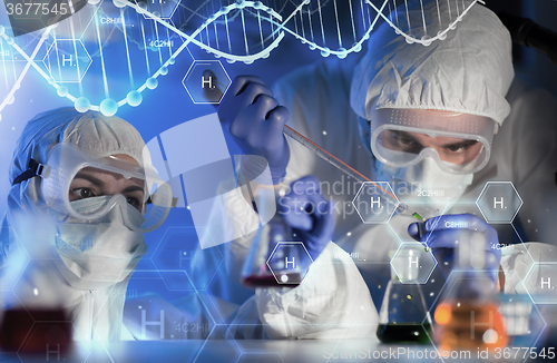 Image of close up of scientists making test in lab