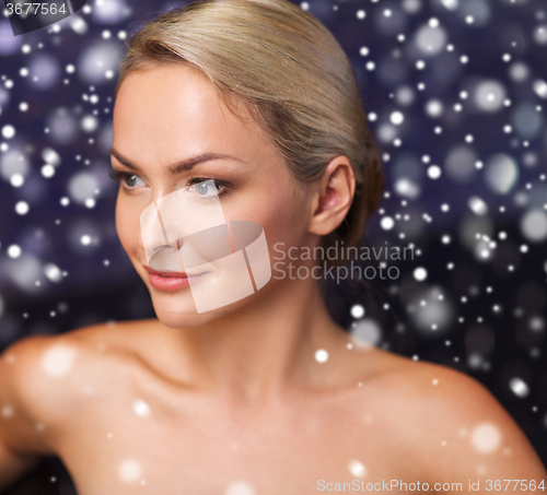 Image of close up of young woman at bath or sauna