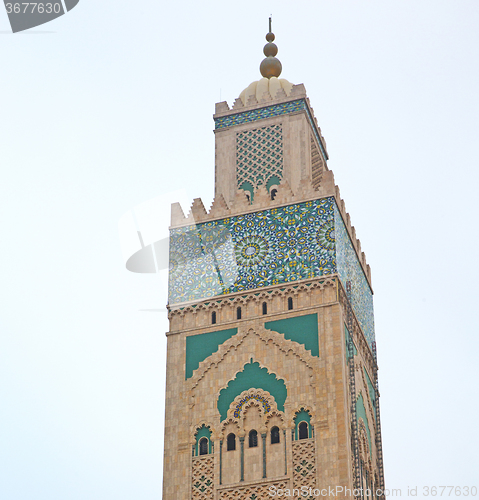 Image of  muslim in  mosque the history  symbol   morocco  africa  minare