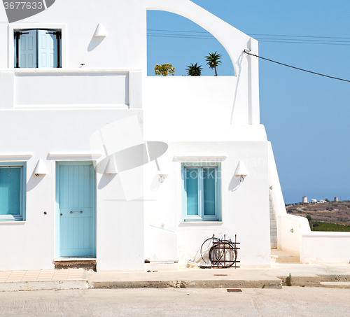 Image of house in santorini greece europe old construction white and blue
