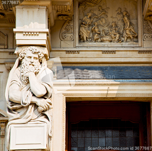 Image of marble in old historical construction italy europe milan and sta