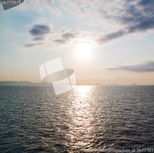 Image of in santorini hill    greece sunset and the sky mediterranean red