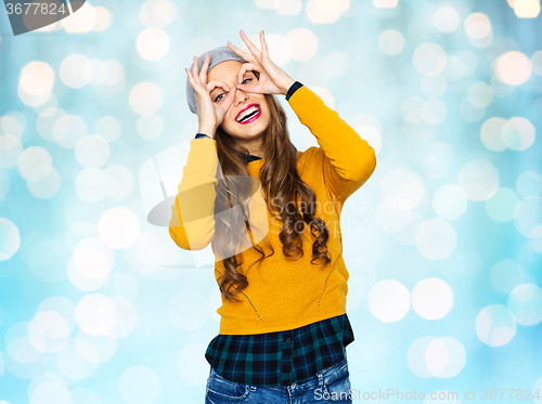 Image of happy young woman or teen girl having fun