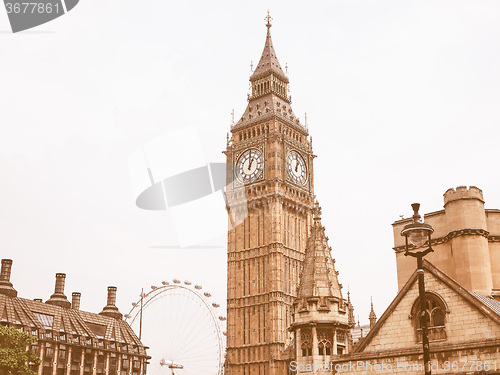 Image of Retro looking Houses of Parliament in London