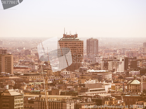 Image of Retro looking Milan aerial view