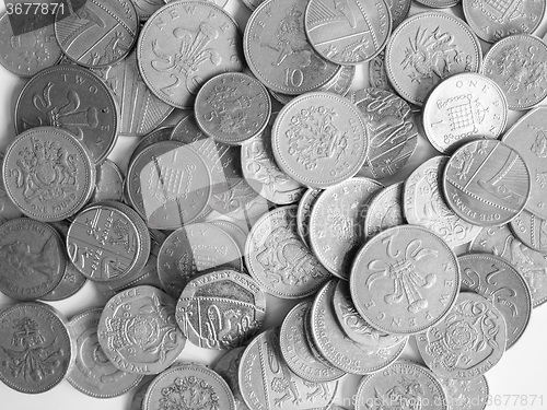 Image of Black and white Pound coins