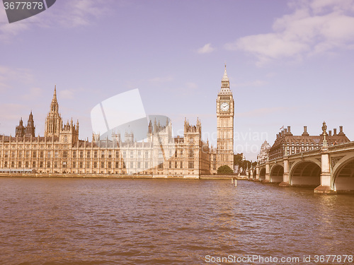 Image of Retro looking Houses of Parliament in London