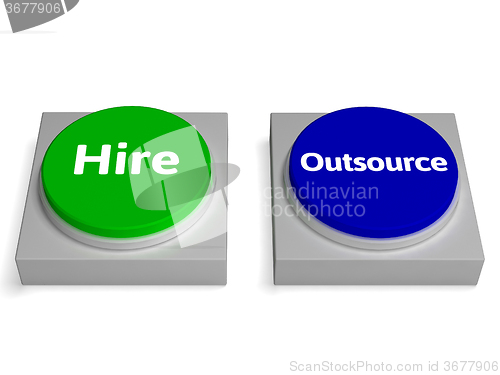 Image of Hire Outsource Button Shows Hiring Or Outsourcing