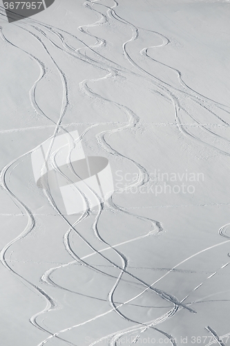 Image of Ski Slope with Fresh Curves