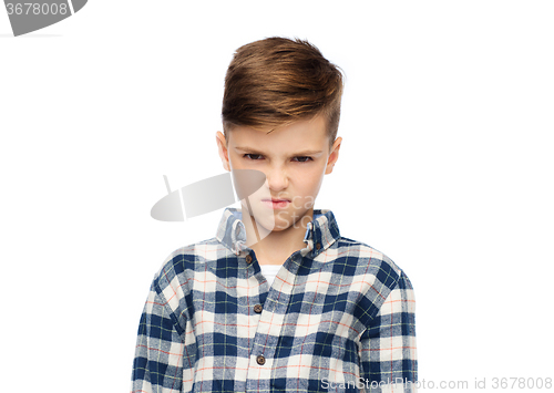 Image of angry boy in checkered shirt