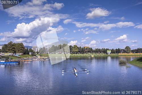 Image of Training rowing on the lake Jarun